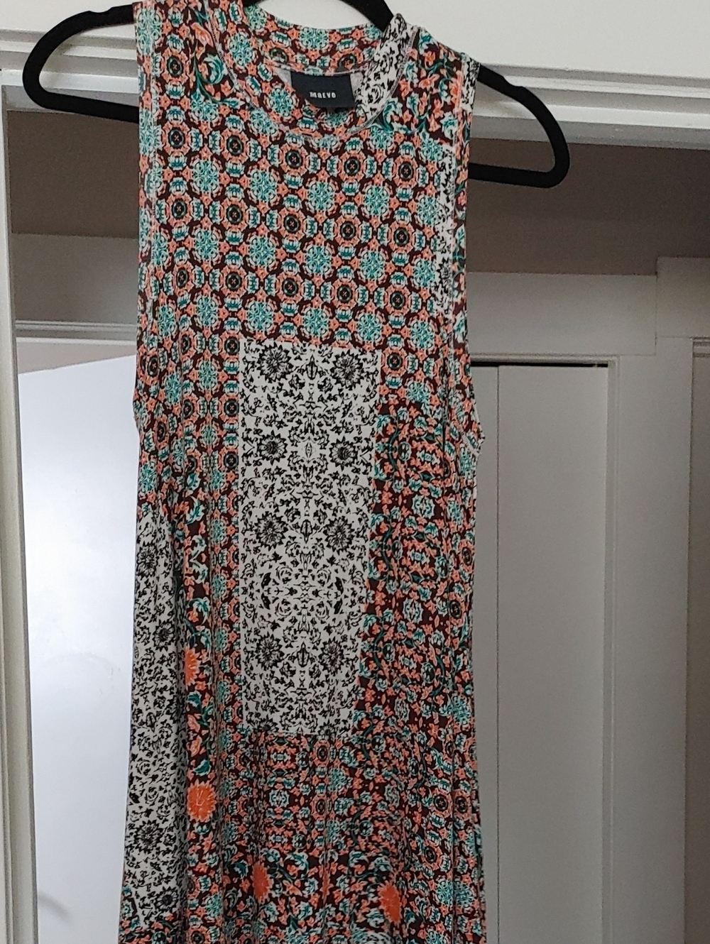 Maeve Coral and Mint Patchwork Dress
